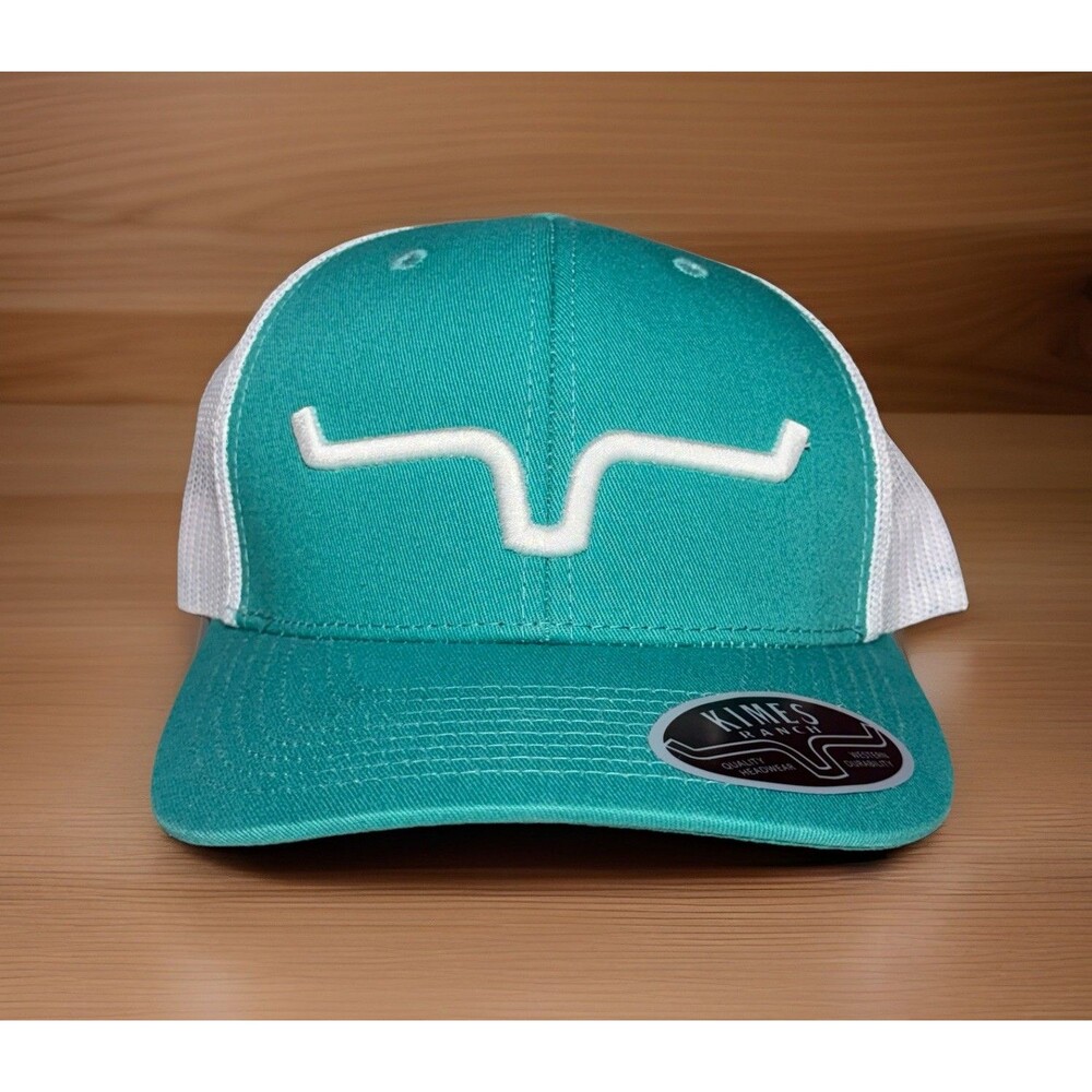 Kimes Ranch Hat Adjustable Snapback Weekly Trucker Cap Teal White Unisex NWT